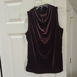 Alfani Sleeveless Velvet Cowl Neck Top - Rich Burgundy